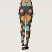 レトロGroovy幾何学的オレンジ色のフローラレギンス レギンス (裏面)