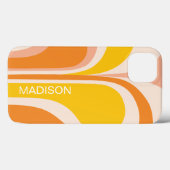 レトロGroovy抽象芸術ピーチオレンジイエローネーム Case-Mate iPhoneケース (裏面 (横))