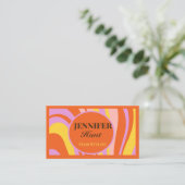 レトロGroovy抽象芸術波形QRコードソーシャルメディア 名刺 (スタンド正面)