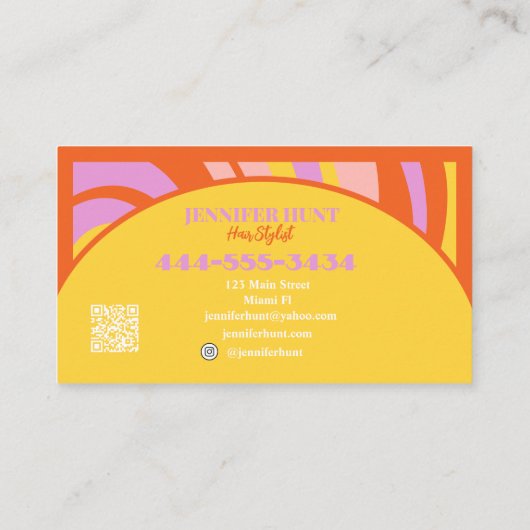 レトロGroovy抽象芸術波形QRコードソーシャルメディア 名刺 (裏面)