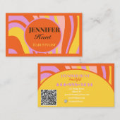 レトロGroovy抽象芸術波形QRコードソーシャルメディア 名刺 (正面/裏面)