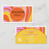 レトロGroovy抽象芸術波形QRコードソーシャルメディア 名刺 (正面/裏面)