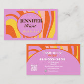 レトロGroovy抽象芸術波形QRコードソーシャルメディア 名刺 (正面/裏面)