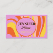 レトロGroovy抽象芸術波形QRコードソーシャルメディア 名刺 (正面)