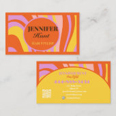 レトロGroovy抽象芸術波形QRコードソーシャルメディア 名刺 (正面/裏面)