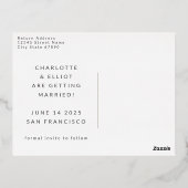 レトロGroovy日付の青フランスの金ゴールド 箔招待状ポストカード (裏面)