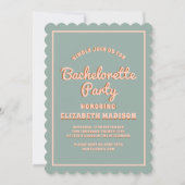 レトロGroovy波カラフル状バチェロレッテ 招待状 (正面)