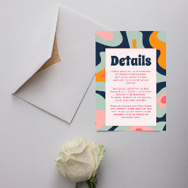 レトロGroovy波カラフル結婚の エンクロージャーカード