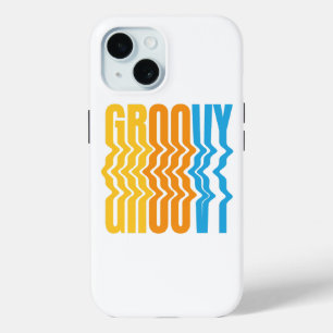 レトロGroovy波状文字iphone 15ケース iPhone 15ケース