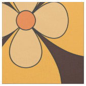 レトロGroovy花柄イエローとオレンジ ファブリック (クローズアップ)