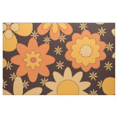 レトロGroovy花柄イエローとオレンジ ファブリック (ファットクウォーター)