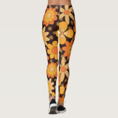 レトロGroovy黄色とオレンジ色の花 レギンス (裏面)