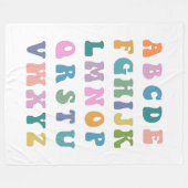 レトロGroovy カラフル ABCアルファベット フリースブランケット (正面(横))