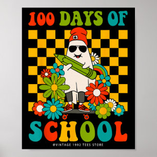 レトロGroovy 100日の学校先生キッズゴス ポスター