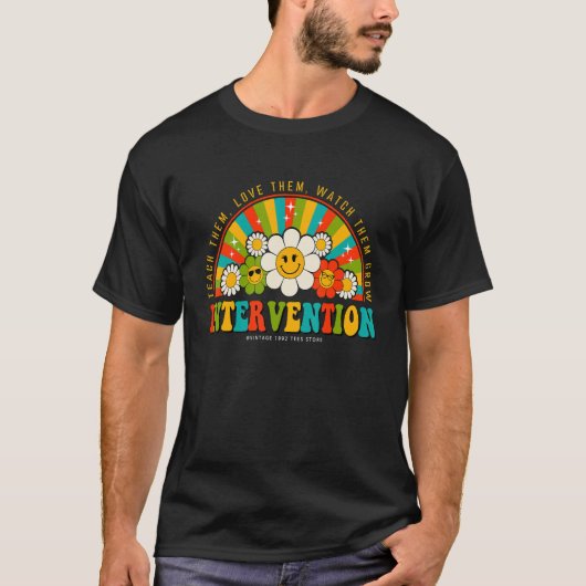 レトロGroovy 100日の学校先生Interventi Tシャツ (正面)