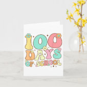 レトロGroovy 100日ハッピー100th Day Of School Te カード (黄色い花)