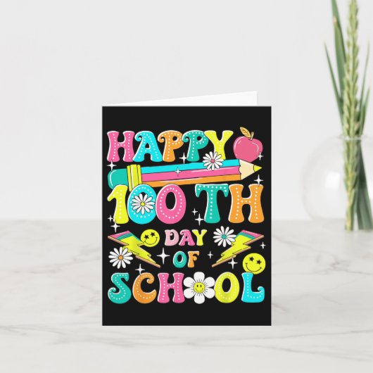 レトロGroovy 100th Day Of School先生Kid Happ カード (正面)