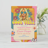 レトロGroovy 1960sバチェロレッテ週末の日程 招待状 (スタンド正面)