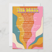 レトロGroovy 1960sバチェロレッテ週末の日程 招待状 (裏面)