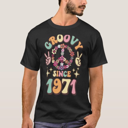 レトロGroovy 1971年以来ヴィンテージ誕生日70s 80s P Tシャツ (正面)
