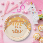 レトロgroovy 5はvibe誕生日紙プレート ペーパープレート (パーティー)