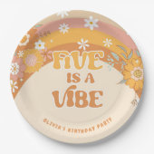 レトロgroovy 5はvibe誕生日紙プレート ペーパープレート (正面)