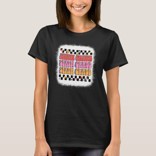 レトロGroovy 6年生先生学生バックシュ Tシャツ (正面)