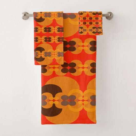 レトロGroovy 60の70のバブルのパターン バスタオルセット (インサイチュ)