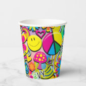 レトロGroovy 60の70の誕生日パーティー紙カップ 紙コップ (正面)