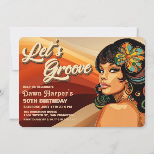 レトロGroovy 60s 70s招待状 招待状 (正面)