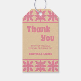 レトロgroovy 70のはっきりしたタイポグラフィ桃とピンク ギフトタグ