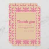 レトロgroovy 70のはっきりしたタイポグラフィ桃とピンク サンキューカード (正面/裏面)