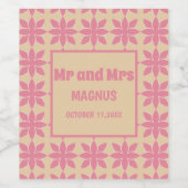 レトロgroovy 70のはっきりしたタイポグラフィ桃とピンク ワインラベル (シングルラベル)