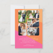 レトロgroovy 70のピンクのオレンジ色の数々の写真結婚の サンキューカード (裏面)