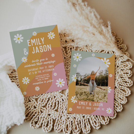 レトロgroovy 70の結婚式招待状 招待状