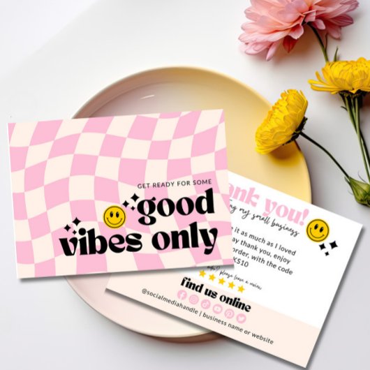 レトロGroovy 70のSmall Business Order Editable サンキューカード