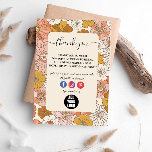 レトロGroovy 70をテーマにしたビジネス サンキューカード