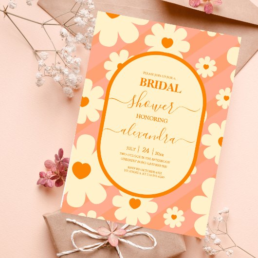 レトロGroovy 70をテーマにしたブライダル招待状 招待状