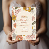 レトロGroovy 70をテーマにしたブライダル招待状 招待状