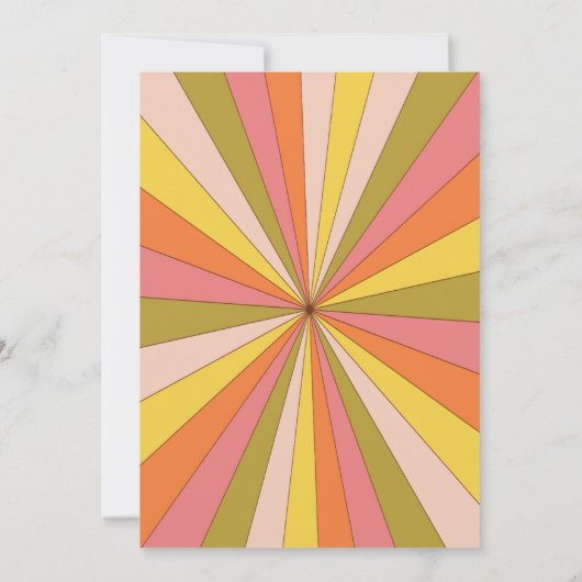 レトロGroovy 70をテーマにしたミュートされたトーン婚約 招待状 (裏面)