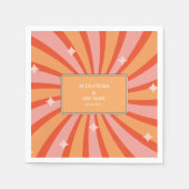 レトロGroovy 70をテーマにしたミュートされたトーン結婚のナプキ スタンダードカクテルナプキン (正面)