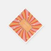 レトロGroovy 70をテーマにしたミュートされたトーン結婚のナプキ スタンダードカクテルナプキン (角)