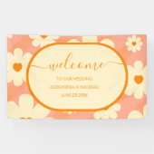 レトロGroovy 70をテーマにしたミュートされたトーン結婚のバンド 横断幕 (横)