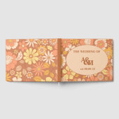 レトロGroovy 70をテーマにしたミュートされたトーン結婚の ゲストブック (全面)