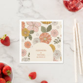 レトロGroovy 70をテーマにしたミュートされたトーン結婚の スタンダードカクテルナプキン (インサイチュ)