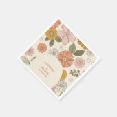 レトロGroovy 70をテーマにしたミュートされたトーン結婚の スタンダードカクテルナプキン (角)