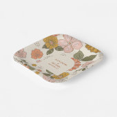 レトロGroovy 70をテーマにしたミュートされたトーン結婚の ペーパープレート (傾斜あり)