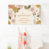 レトロGroovy 70をテーマにしたミュートされたトーン結婚の 横断幕 (インサイチュ)