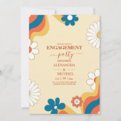 レトロGroovy 70をテーマにしたミュートされたトーン結婚のInvi 招待状 (正面)