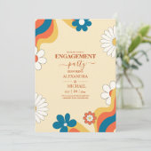 レトロGroovy 70をテーマにしたミュートされたトーン結婚のInvi 招待状 (スタンド正面)